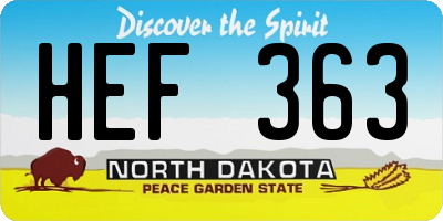 ND license plate HEF363