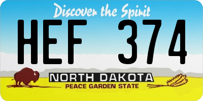 ND license plate HEF374