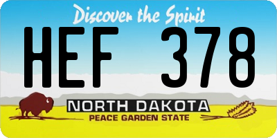ND license plate HEF378