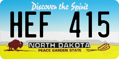 ND license plate HEF415