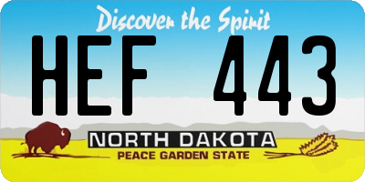 ND license plate HEF443