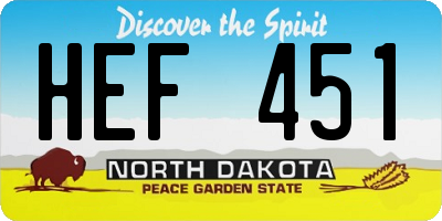 ND license plate HEF451