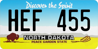 ND license plate HEF455