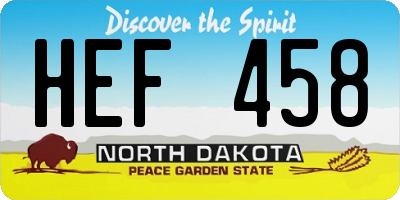 ND license plate HEF458