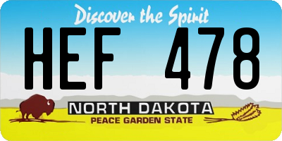 ND license plate HEF478