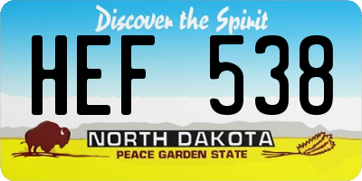 ND license plate HEF538