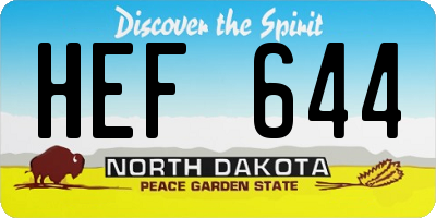 ND license plate HEF644