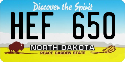 ND license plate HEF650