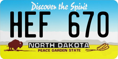 ND license plate HEF670