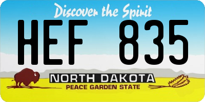 ND license plate HEF835