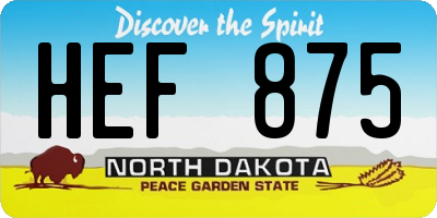 ND license plate HEF875