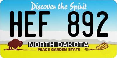 ND license plate HEF892