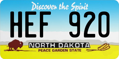 ND license plate HEF920