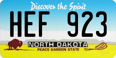 ND license plate HEF923