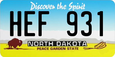 ND license plate HEF931