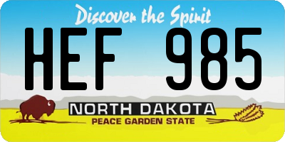 ND license plate HEF985