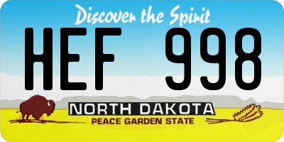 ND license plate HEF998