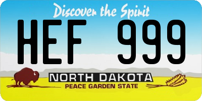ND license plate HEF999