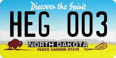ND license plate HEG003