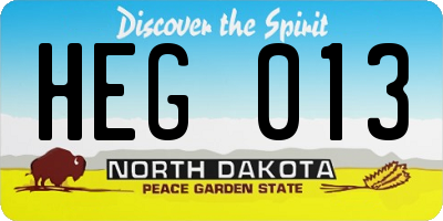 ND license plate HEG013