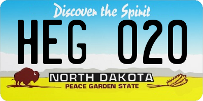 ND license plate HEG020