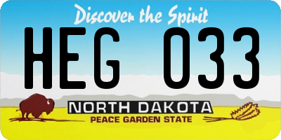 ND license plate HEG033