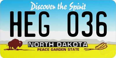 ND license plate HEG036