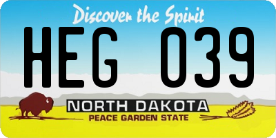 ND license plate HEG039