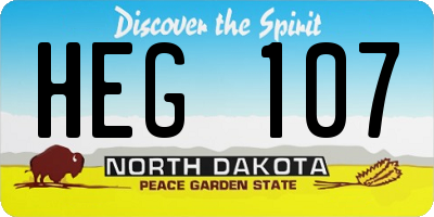 ND license plate HEG107