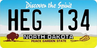 ND license plate HEG134