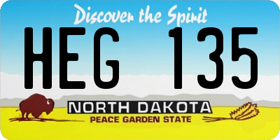 ND license plate HEG135