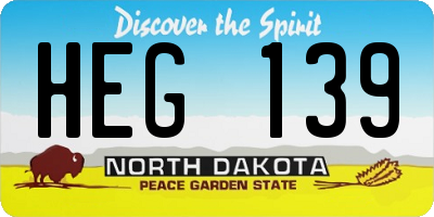 ND license plate HEG139
