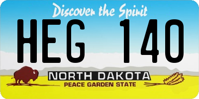 ND license plate HEG140