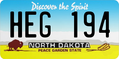ND license plate HEG194