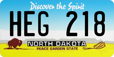 ND license plate HEG218