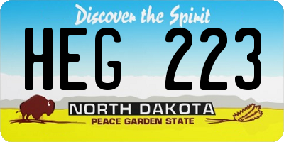 ND license plate HEG223