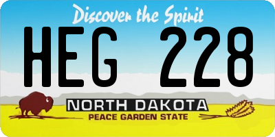 ND license plate HEG228