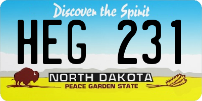 ND license plate HEG231