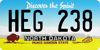 ND license plate HEG238
