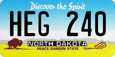 ND license plate HEG240