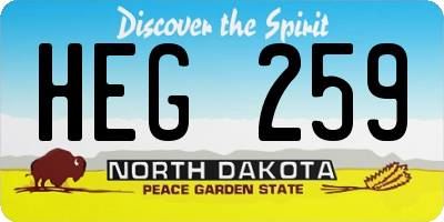 ND license plate HEG259
