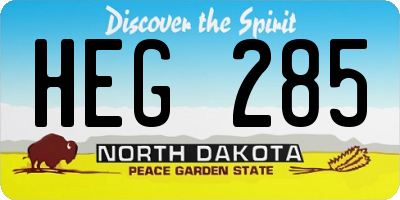 ND license plate HEG285