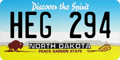 ND license plate HEG294
