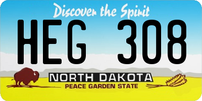 ND license plate HEG308