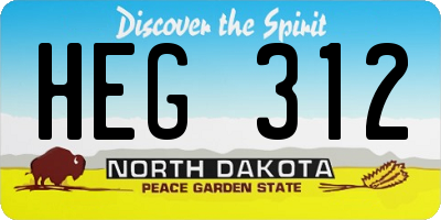 ND license plate HEG312
