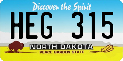 ND license plate HEG315