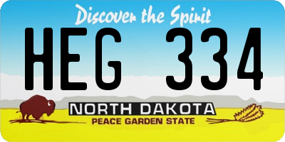 ND license plate HEG334