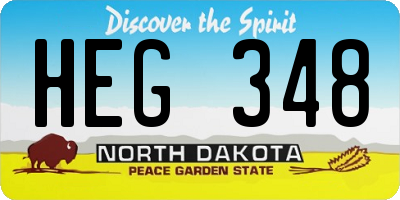 ND license plate HEG348
