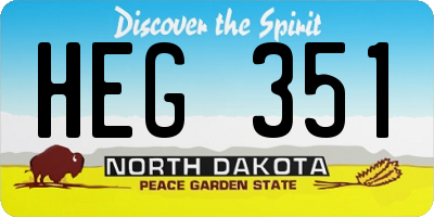 ND license plate HEG351