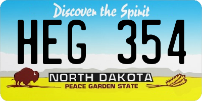 ND license plate HEG354